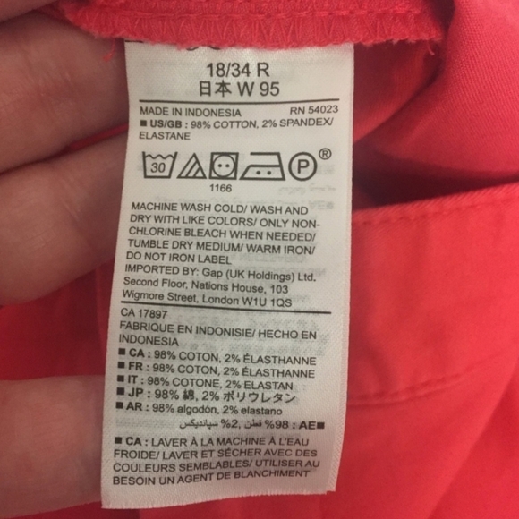 GAP Girlfriend Khaki Pants Capri Cropped Salmon Pink Women Size 18 Plus B22#3 - Picture 5 of 5